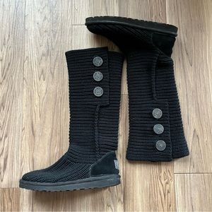 Black Cardy Knit Ugg Boots